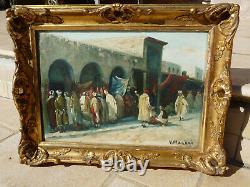 Oriental Oil On Board Signed Vincent Manago Scene Of A Souk In The Maghreb