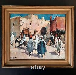 Orientalist Oil On Wood Scene Of Rue Casbah