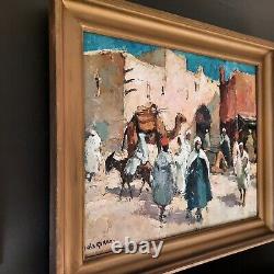 Orientalist Oil On Wood Scene Of Rue Casbah