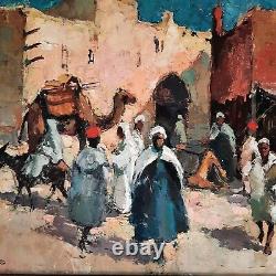 Orientalist Oil On Wood Scene Of Rue Casbah