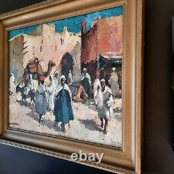 Orientalist Oil On Wood Scene Of Rue Casbah