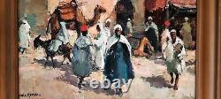 Orientalist Oil On Wood Scene Of Rue Casbah