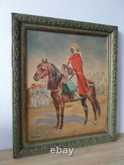 Orientalist Oil Painting on Wood - Arab Knight