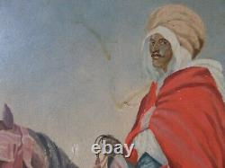 Orientalist Oil Painting on Wood - Arab Knight