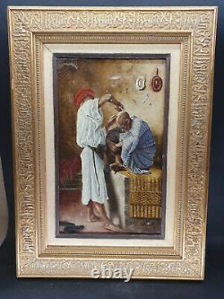 Orientalist Painting By Ribains Oil On Canvas 1887 Wooden Frame 43x31 CM
