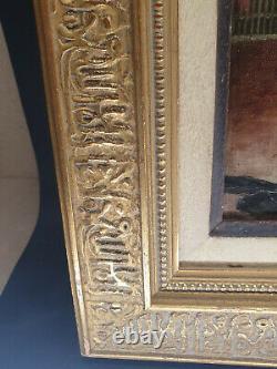 Orientalist Painting By Ribains Oil On Canvas 1887 Wooden Frame 43x31 CM