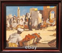Orientalist Painting Modern Art North Africa Market Scene 20th Century