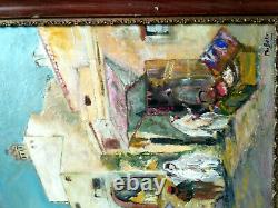 Orientalist Painting Oil On Wooden Panel Signed M. Berton
