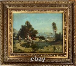 Orientalist School, Stop in the Oasis HSP signed. 19x24 cm