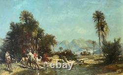 Orientalist School, Stop in the Oasis HSP signed. 19x24 cm