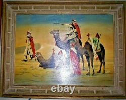 Orientalist Tableau Signed LM Peinture To The Huile On Panneau Early XX Century