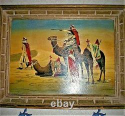 Orientalist Tableau Signed LM Peinture To The Huile On Panneau Early XX Century