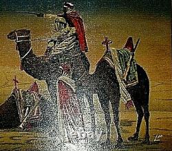 Orientalist Tableau Signed LM Peinture To The Huile On Panneau Early XX Century