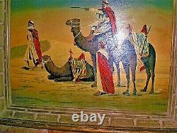 Orientalist Tableau Signed LM Peinture To The Huile On Panneau Early XX Century