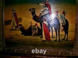 Orientalist Tableau Signed LM Peinture To The Huile On Panneau Early XX Century