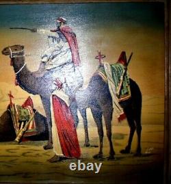 Orientalist Tableau Signed LM Peinture To The Huile On Panneau Early XX Century