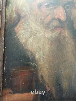 Original 18th Century Antique Painting, Oil On Wood