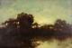 Original Painting Oil On Canvas Landscape In The Evening Signed