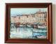Original Painting Oil On Canvas Port Of Saint Tropez 46 X 38 Cm Wooden Frame