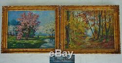 Oscar Thurillot- Pair Of Oils On Panel Spring Landscape And Sous Bois