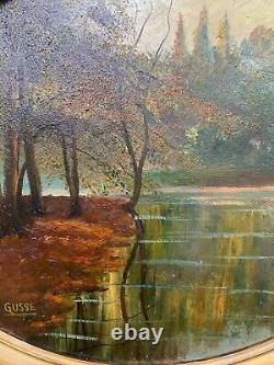 Oval Painting Oil On Wood Lakeside