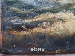 PAINTING HST MOUNTED ON WOOD PANEL MARINE RACE SAILBOAT REGATTA 19th