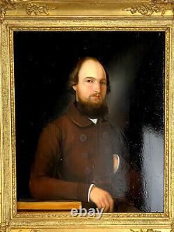 PAINTING / OIL ON WOOD FROM THE 19TH CENTURY PORTRAIT OF A WELL-FRAMED MAN