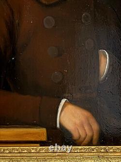 PAINTING / OIL ON WOOD FROM THE 19TH CENTURY PORTRAIT OF A WELL-FRAMED MAN