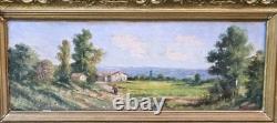 PASCAL JULES. Animated Landscape, oil painting on wooden panel, signed