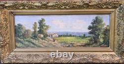 PASCAL JULES. Animated Landscape, oil painting on wooden panel, signed