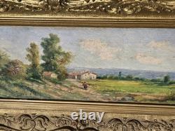 PASCAL JULES. Animated Landscape, oil painting on wooden panel, signed