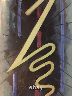 PAUL Enjalbert, oil painting by the Castrais artist on wood, Abstract Monges Group, Castres