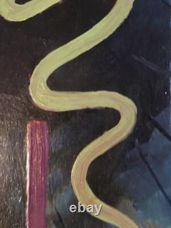 PAUL Enjalbert, oil painting by the Castrais artist on wood, Abstract Monges Group, Castres