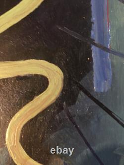 PAUL Enjalbert, oil painting by the Castrais artist on wood, Abstract Monges Group, Castres