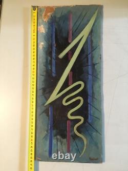 PAUL Enjalbert, oil painting by the Castrais artist on wood, Abstract Monges Group, Castres