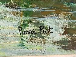 PIERRE PIOT Riverbank Landscape Oil Painting on Wood Panel