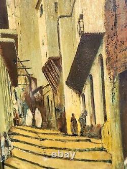 PORTER. Orientalism THE CASBAH of ALGERIA Oil painting on wood panel signed