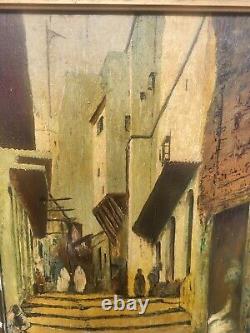 PORTER. Orientalism THE CASBAH of ALGERIA Oil painting on wood panel signed