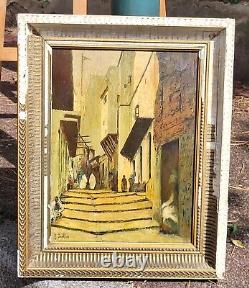 PORTER. Orientalism THE CASBAH of ALGERIA Oil painting on wood panel signed