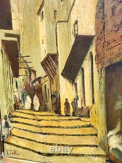 PORTER. Orientalism THE CASBAH of ALGERIA Oil painting on wood panel signed