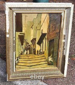 PORTER. Orientalism THE CASBAH of ALGERIA Oil painting on wood panel signed