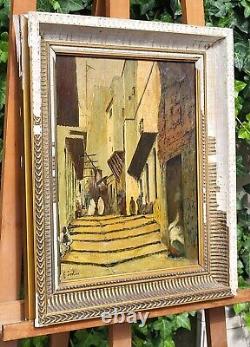 PORTER. Orientalism THE CASBAH of ALGERIA Oil painting on wood panel signed