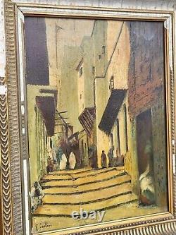 PORTER. Orientalism THE CASBAH of ALGERIA Oil painting on wood panel signed