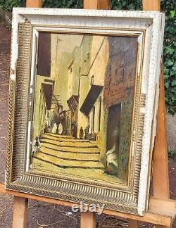 PORTER. Orientalism THE CASBAH of ALGERIA Oil painting on wood panel signed