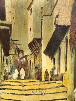 PORTER. Orientalism THE CASBAH of ALGERIA Oil painting on wood panel signed