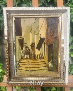 PORTER. Orientalism THE CASBAH of ALGERIA Oil painting on wood panel signed