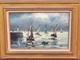 Prin René, 1905-1985 Boats In Honfleur Oil Painting On Wooden Panel