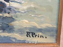 PRIN René, 1905-1985 Boats in Honfleur Oil painting on wooden panel