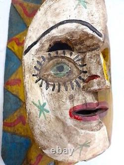 Painted mask attributed to Jean Cocteau: carved wooden theater mask