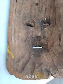 Painted mask attributed to Jean Cocteau: carved wooden theater mask